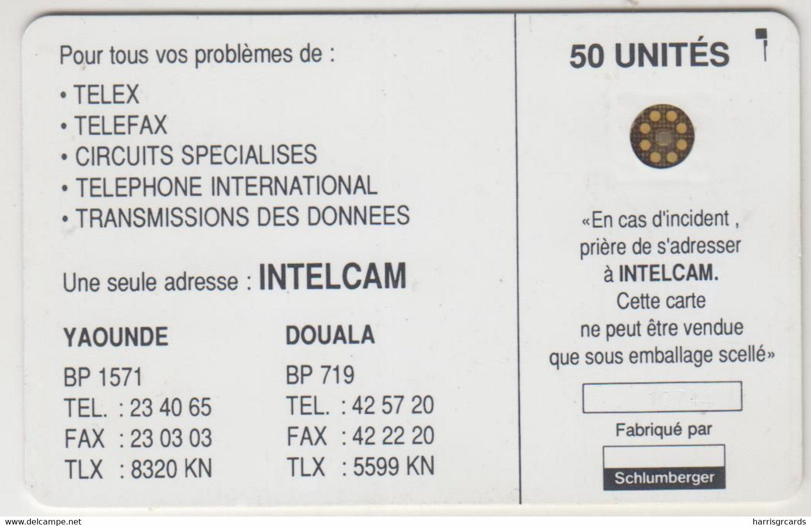 CAMEROON - Large Arrow 50U (SC5 - White), Intelcam, 50 U, CN:16744 ,used - Camerún