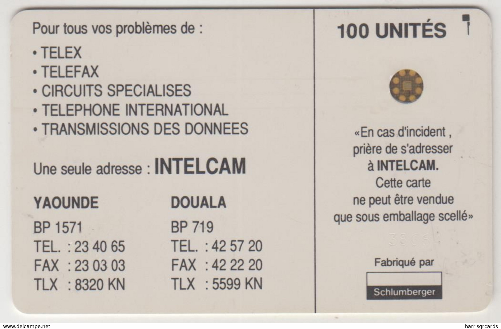 CAMEROON - Large Arrow 50U (SC5 - White), Intelcam, 100 U, CN:38664 ,used - Camerún