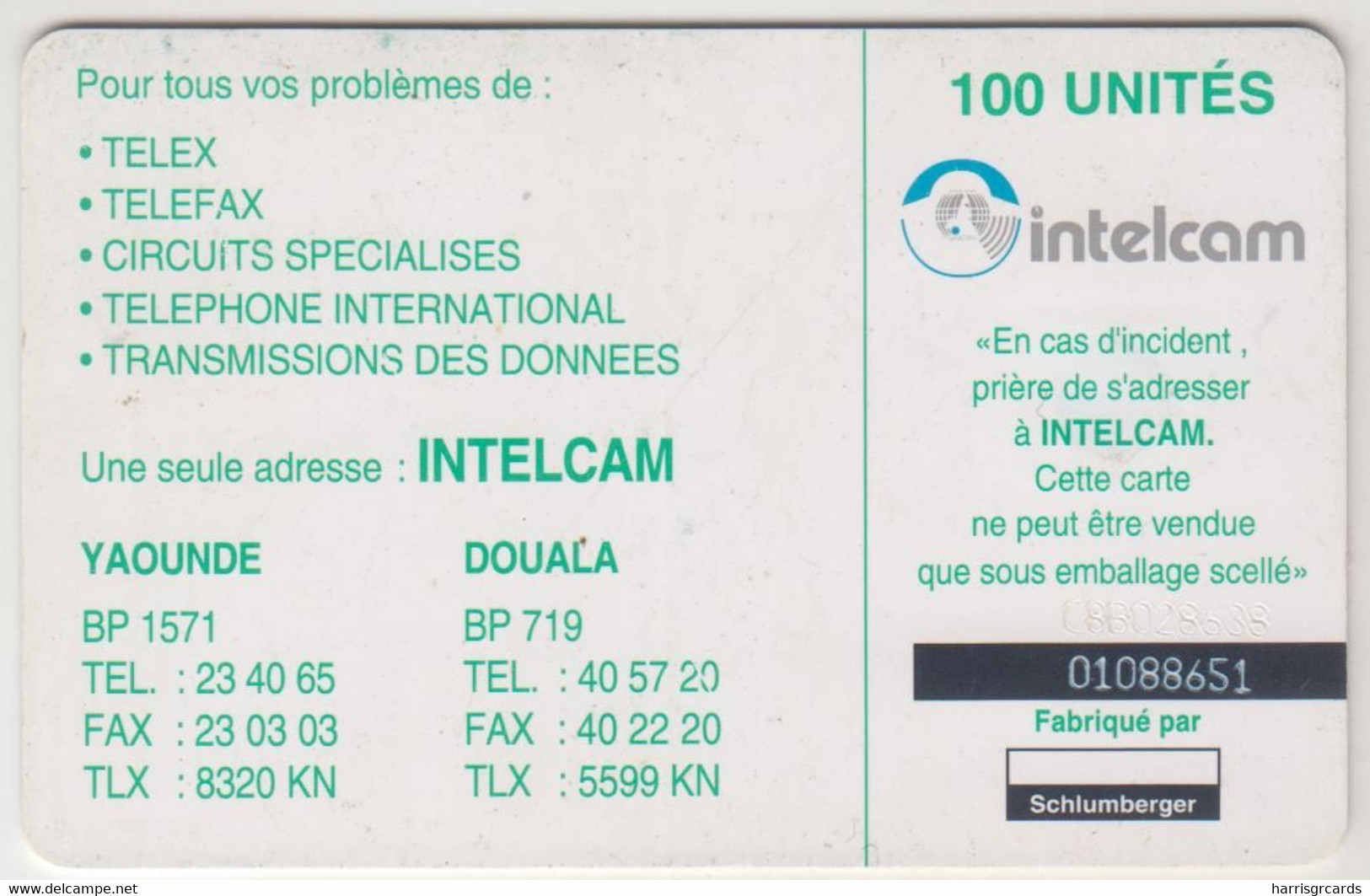 CAMEROON - Rumsiki (Intelcam Logo), Intelcam, 100 U, Used Medium Condition - Cameroon