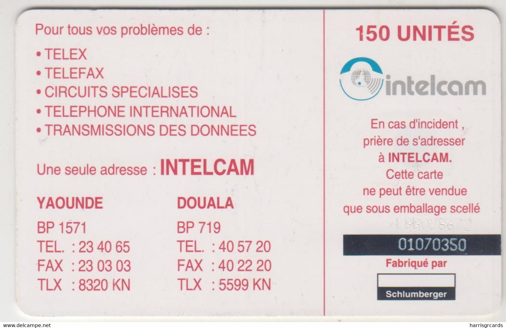 CAMEROON - Séchage Du Cacao (Intelcam Logo), Intelcam, 150 U, Used Medium Condition - Kameroen