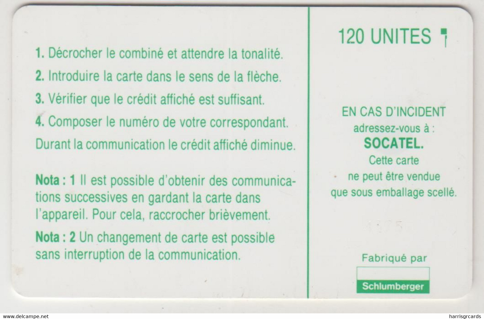 CENTRAL AFRICAN REPUBLIC - Logo Green (SC5), Socatel, 120 U, Used - Zentralafrik. Rep.