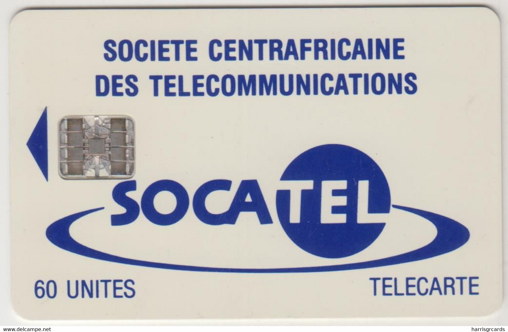 CENTRAL AFRICAN REPUBLIC - Logo Blue, Socatel, CN:C4A147040, 60 U, Used - Zentralafrik. Rep.