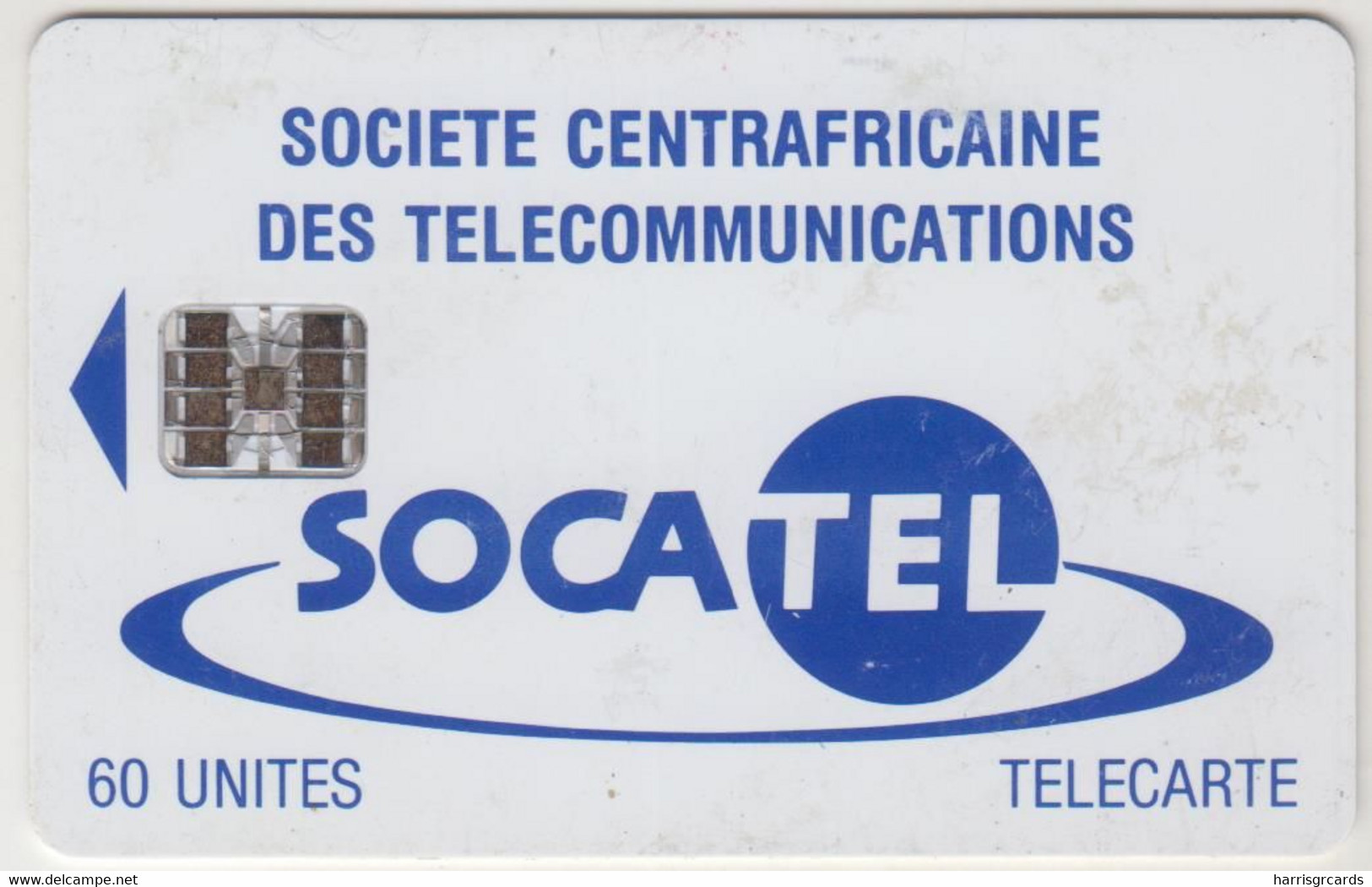 CENTRAL AFRICAN REPUBLIC - Logo Blue(Tarifs On Reverse), Socatel, 60 U, Used - Central African Republic