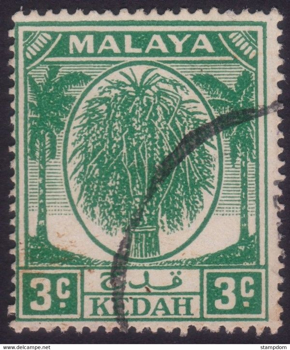 MALAYA KEDAH 1950 3c Palm Tree Sc#63 - USED @N200 - Kedah