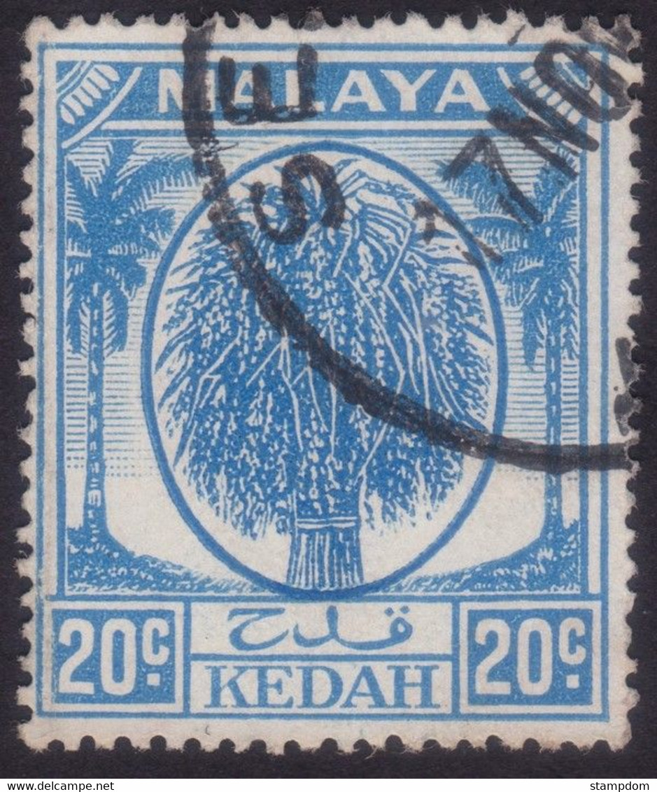 MALAYA KEDAH 1950 20c Palm Tree Sc#73- USED @N208 - Kedah