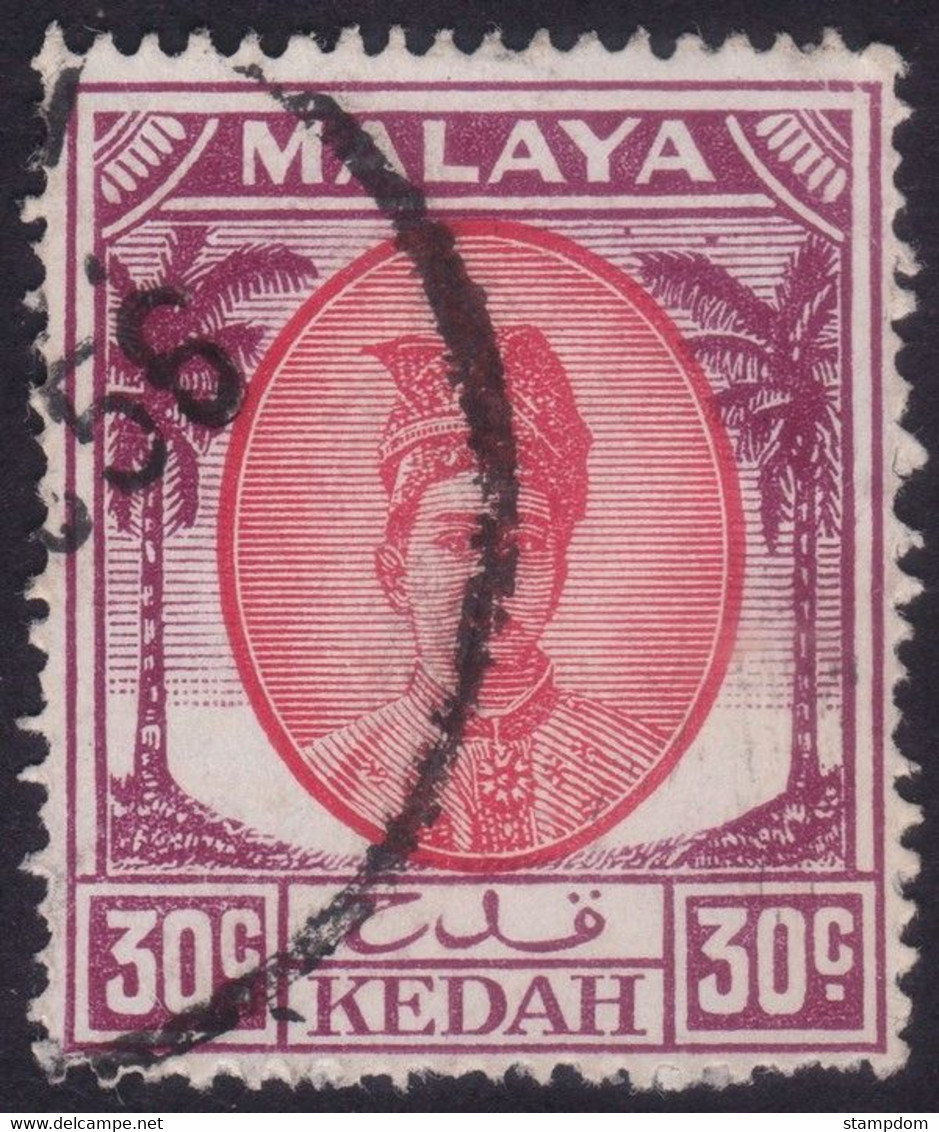 MALAYA KEDAH 1955 30c Palm Tree Sc#77- USED @N210 - Kedah