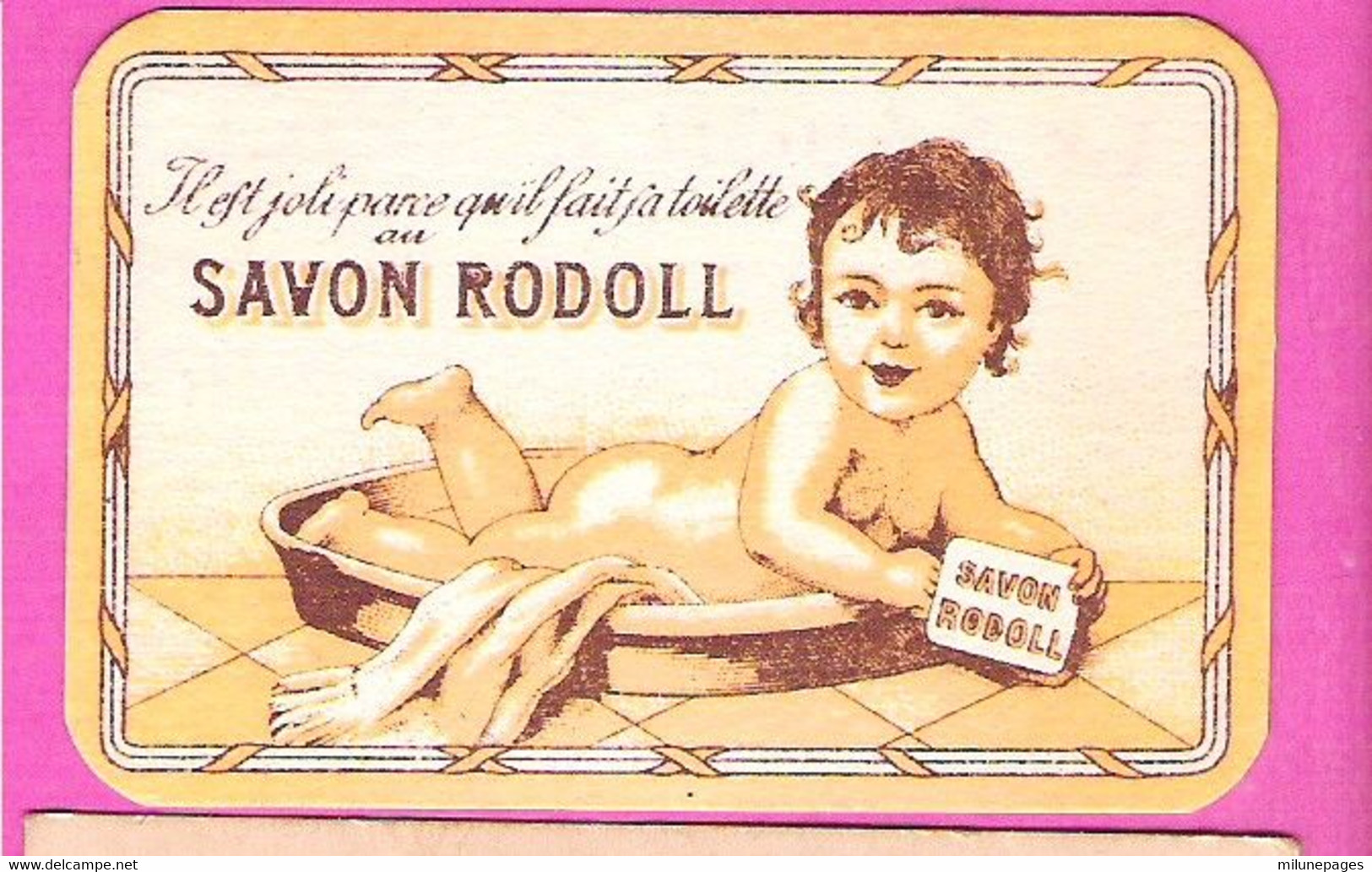 Petite Carte Parfumée Pour Le Savon Rodoll P.Girard à Oullins Bébé Tout Nu Tient Son Savon - Anciennes (jusque 1960)