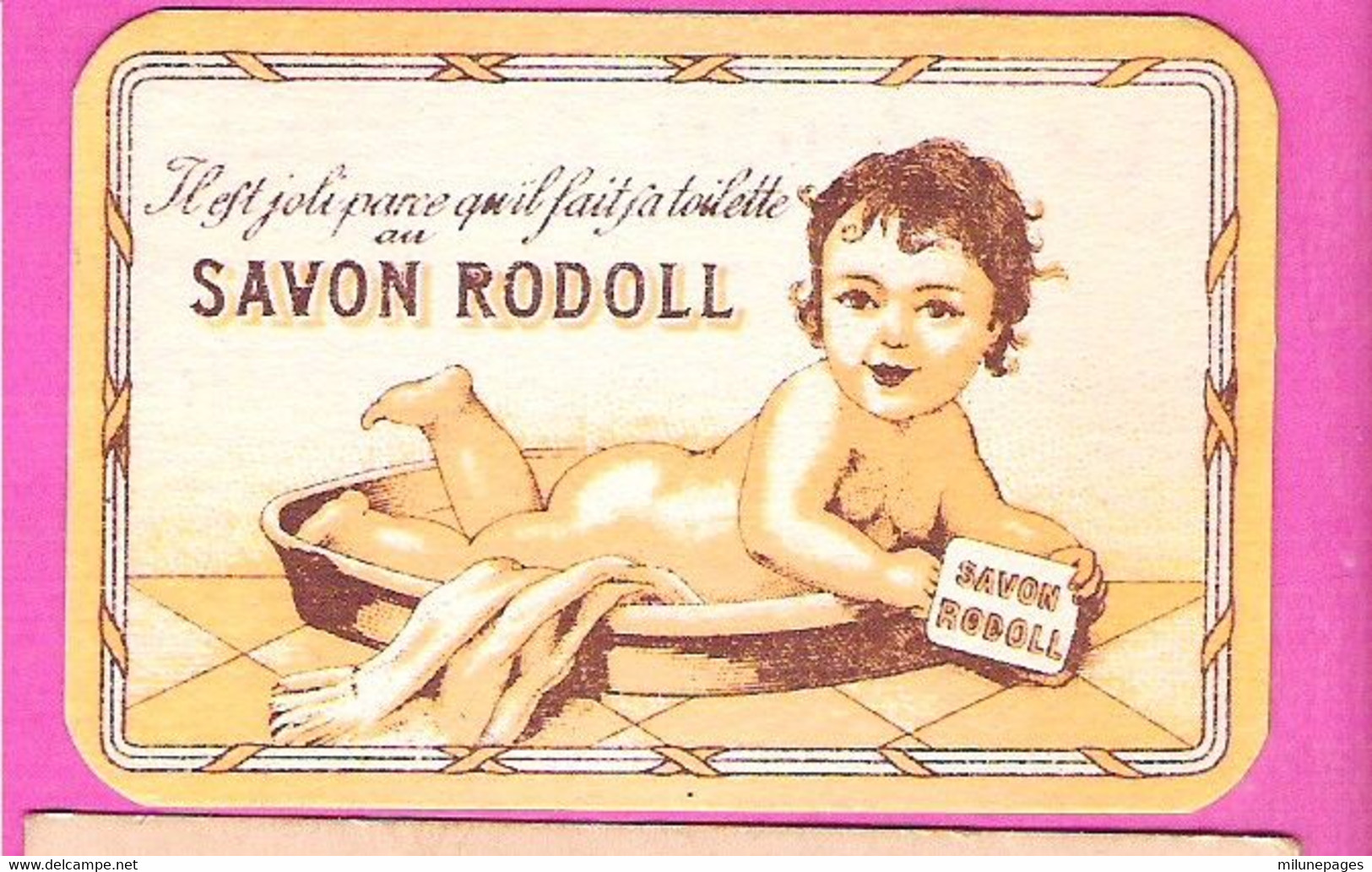 Petite Carte Parfumée Pour Le Savon Rodoll P.Girard à Oullins Bébé Tout Nu Tient Son Savon - Antiguas (hasta 1960)