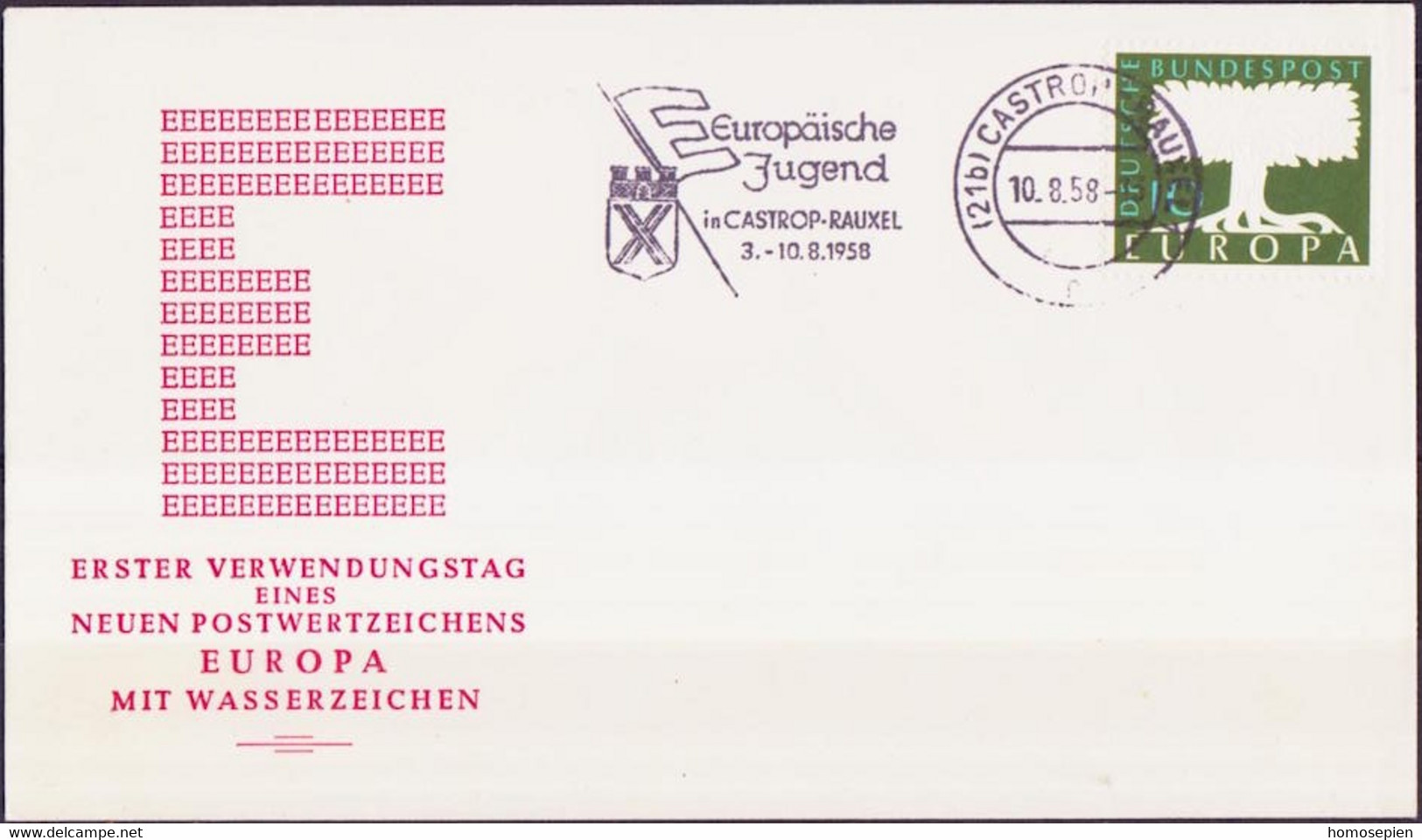 Europa CEPT 1957 Allemagne Fédérale - Germany - Deutschland FDC1 Y&T N°166 - Michel N°294 - 10p EUROPA - Phosphorescent - 1957