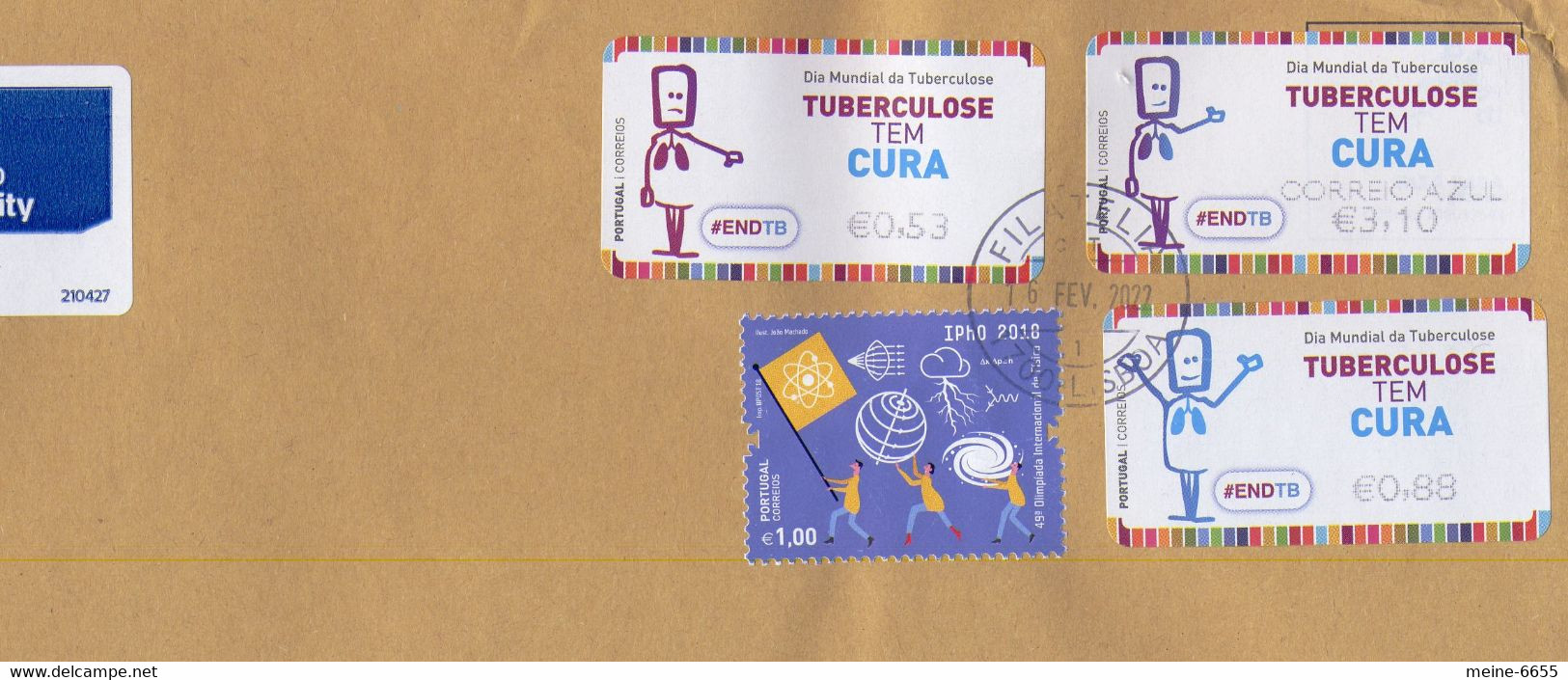 Portugal 2021 ATM  - Carta Registrada: Tuberculose Tem Cura / Einschreibebrief Mit 3 ATM - Covers & Documents