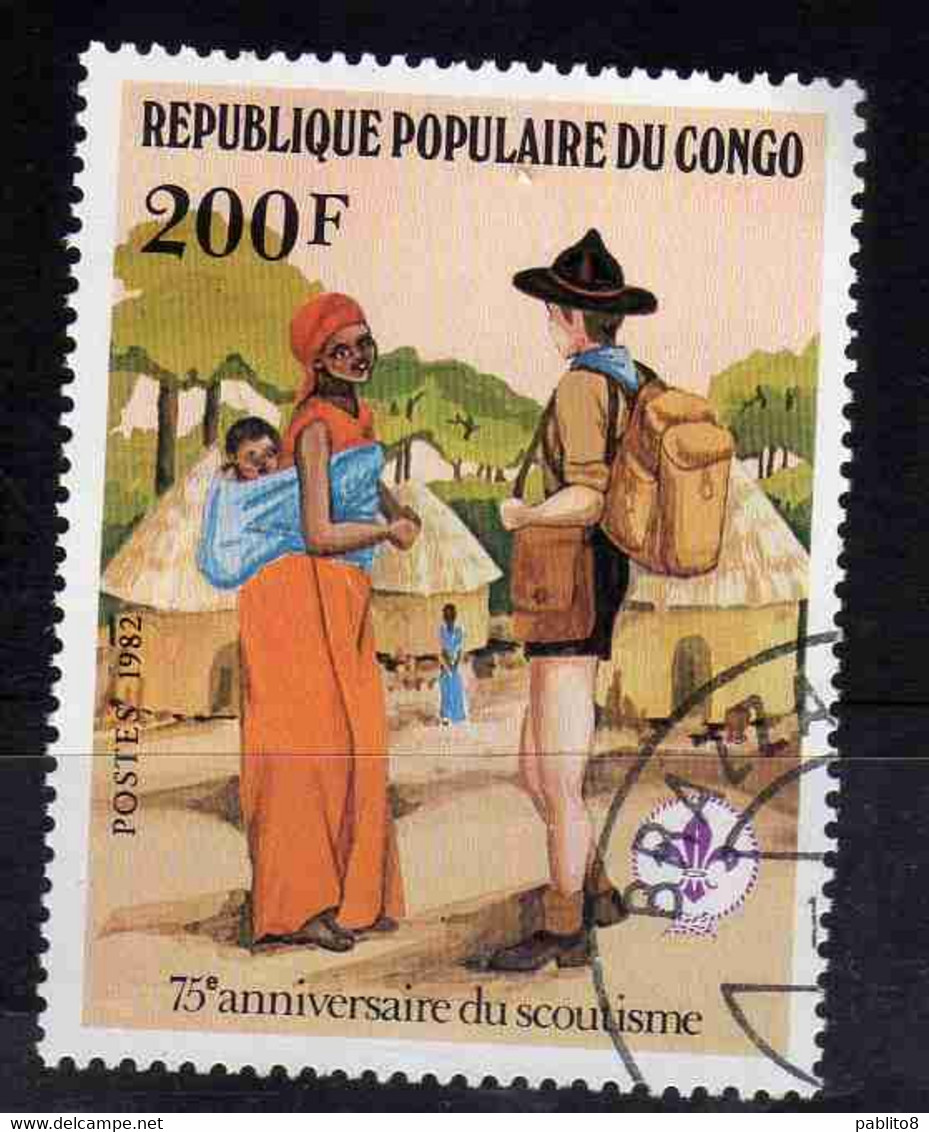 CONGO PEOPLE'S REPUBLIQUE REPUBLIC 1982 SCOUTING YEAR HELPING WOMAN 200fr OBLITERE' USED USATO - Oblitérés