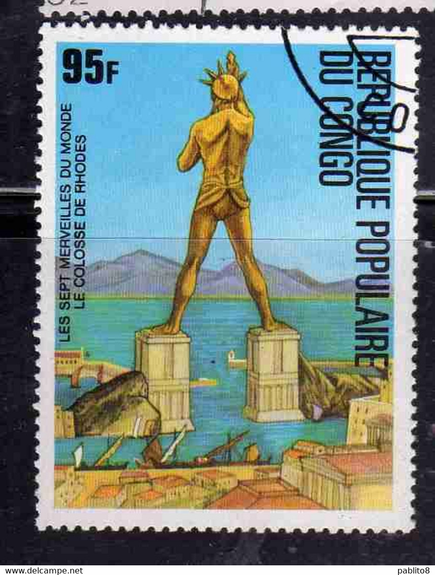 CONGO PEOPLE'S REPUBLIQUE REPUBLIC 1997 THE SEVEN WONDERS OF THE WORLD COLOSSUS OF RHODES 95fr OBLITERE USED USATO - Oblitérés