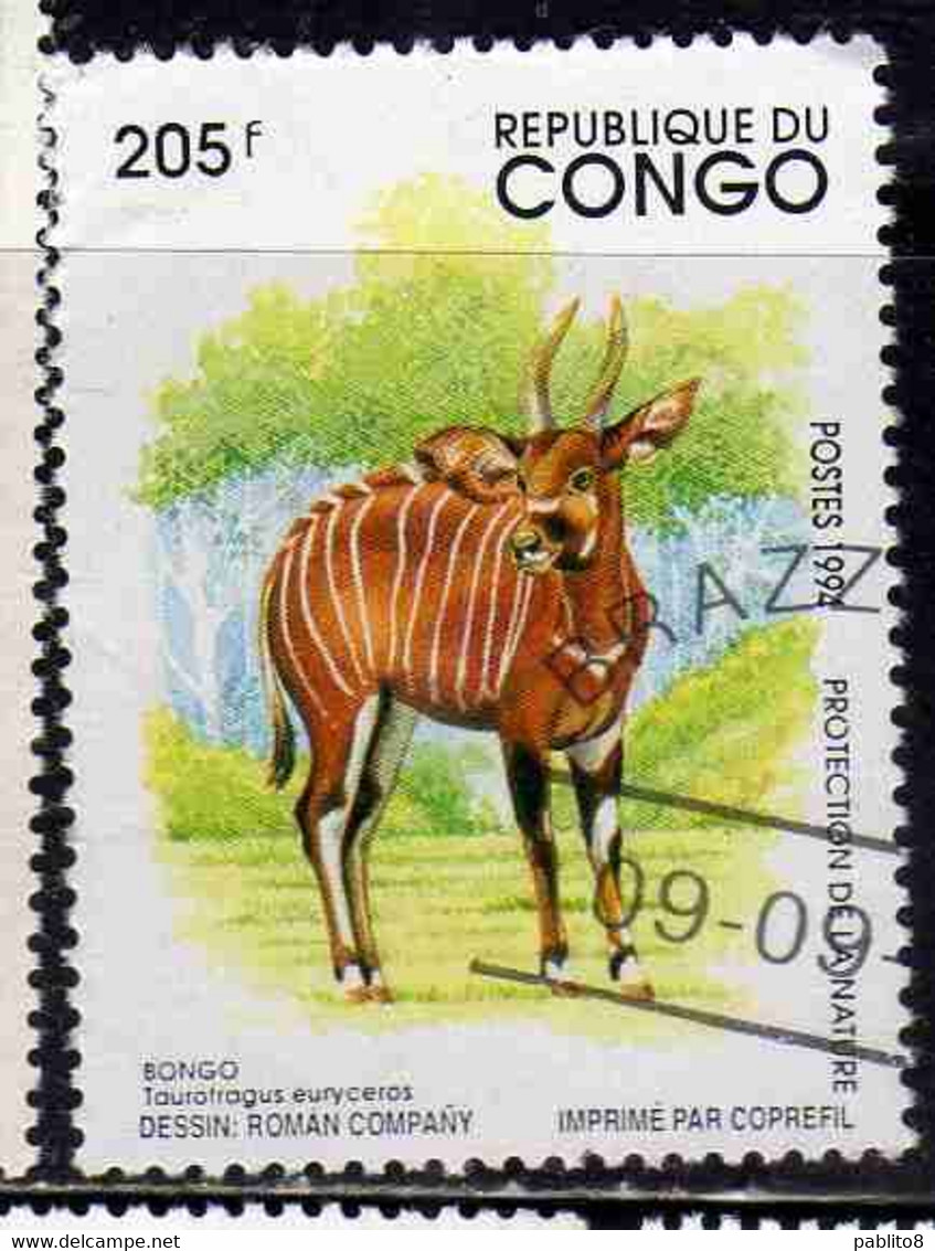 CONGO PEOPLE'S REPUBLIQUE REPUBLIC 1994 PROTECTION OF NATURA TAUROTRAGUS EURYCEROS 205fr OBLITERE USED USATO - Oblitérés