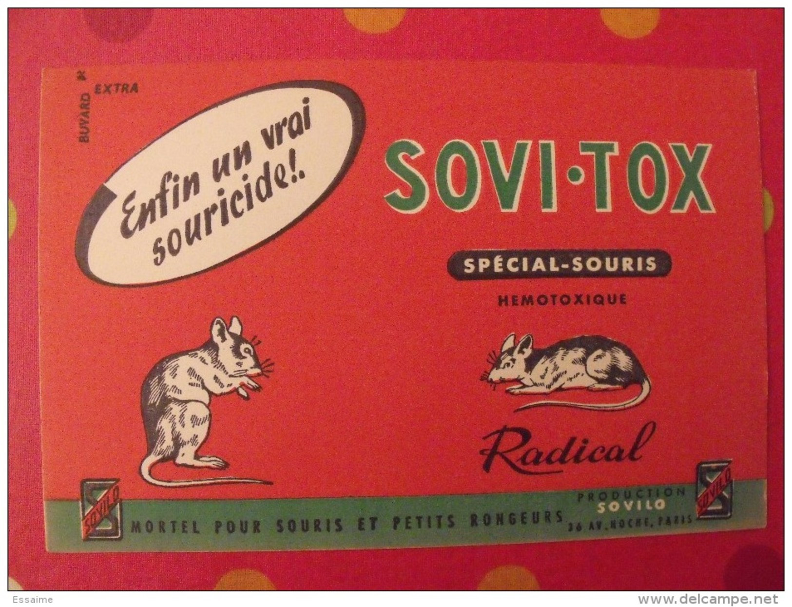 Buvard Sovi-Tox. Souricide. Soviloi. Vers 1950. - S