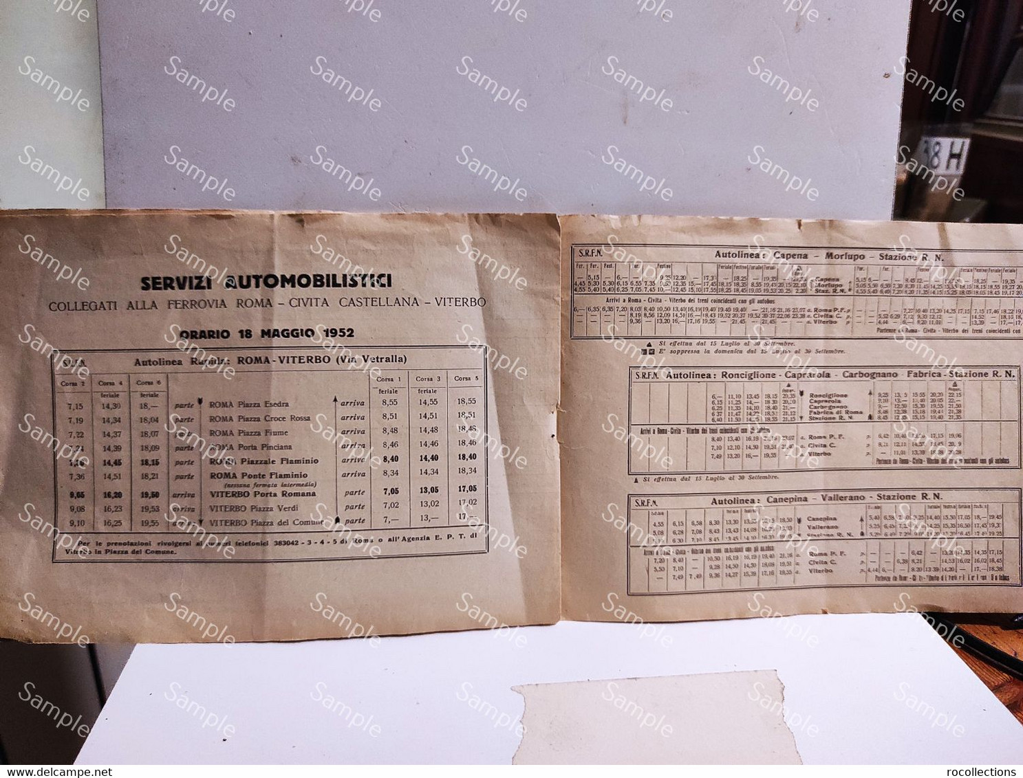 Italy Italia Timetable ORARIO Ferroviario E Automobilistico 1952 Ferrovia Elettrica ROMA - CIVITA CASTELLANA - VITERBO - Europe