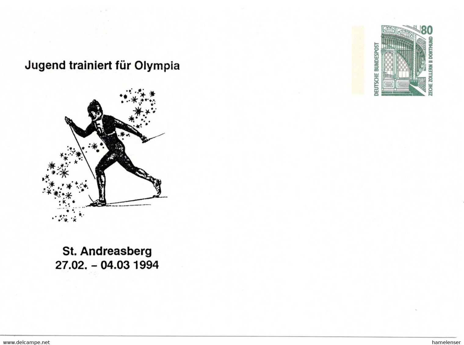 55066 - Bund - 1994 - 80Pfg SWK PGAKte "Jugend Trainiert Fuer Olympia", Ungebraucht - Winter 2016: Lillehammer (Youth Olympic Games)