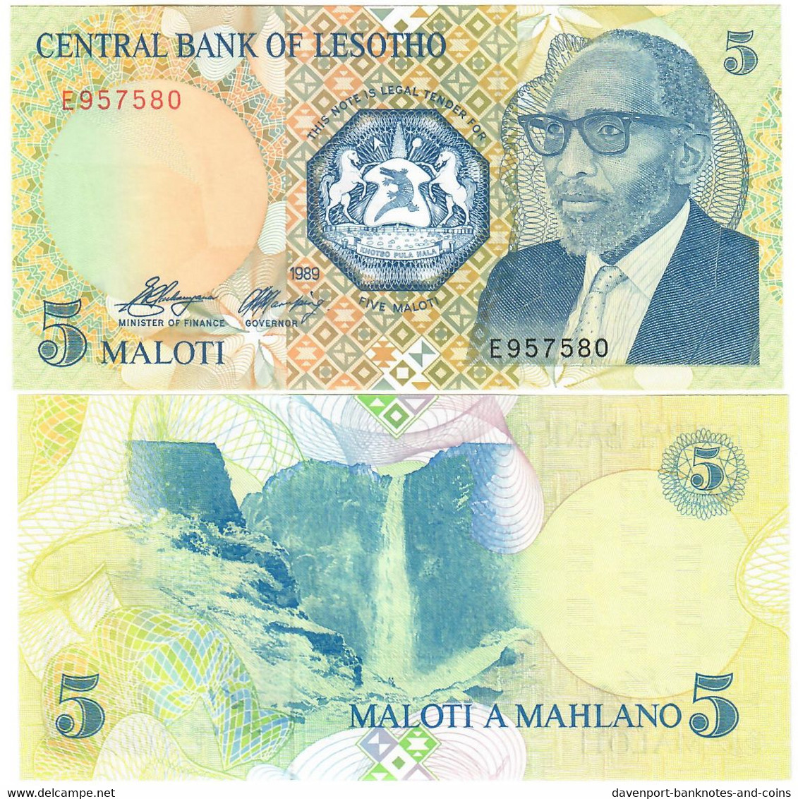 Lesotho 5 Maloti 1989 UNC - Lesoto