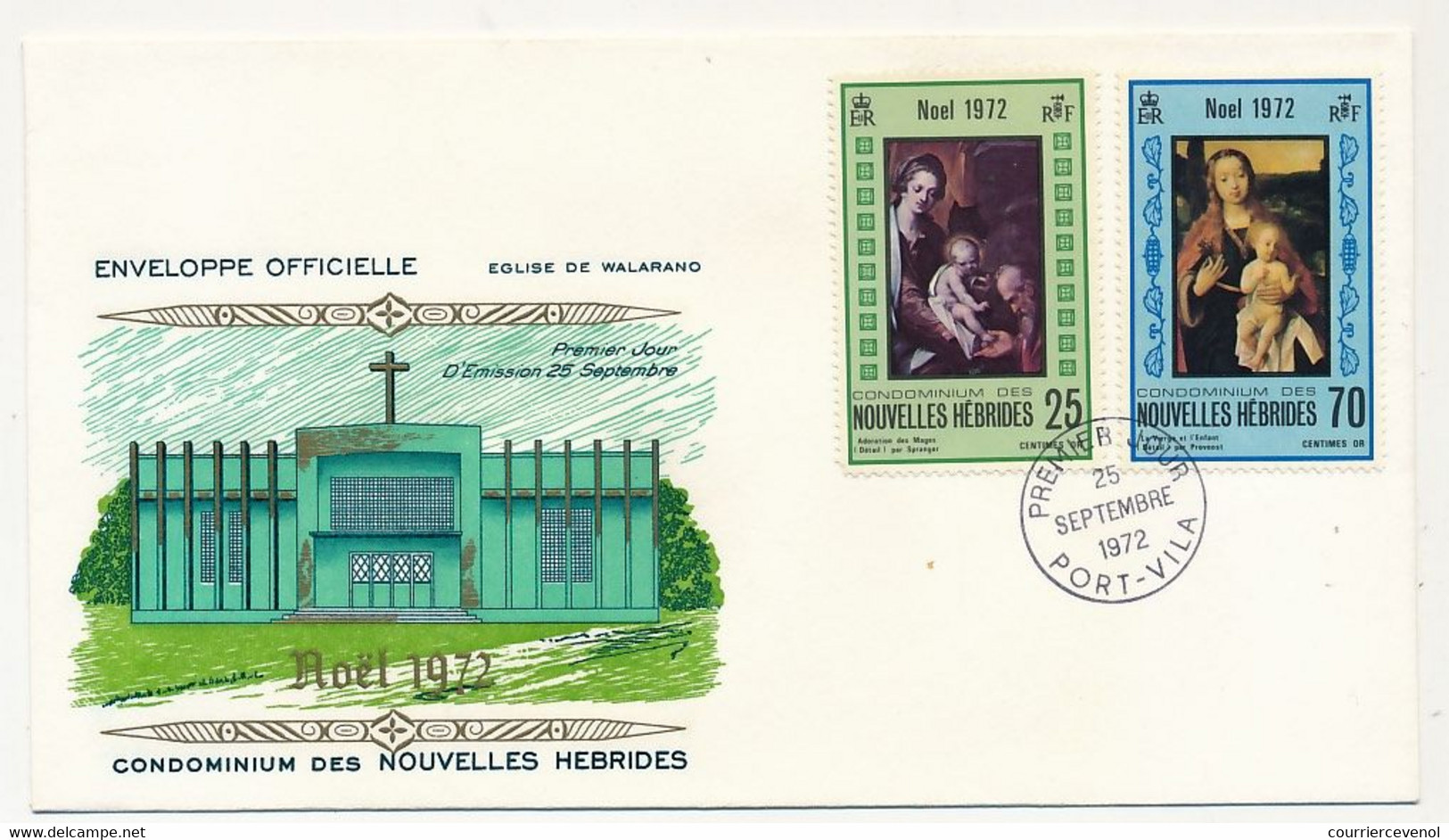 NOUVELLES HÉBRIDES - Enveloppe FDC 1er Jour - Noël 1972 - PORT-VILA - 25 Septembre 1972 - FDC