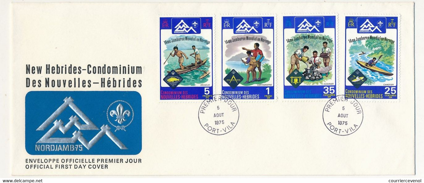 NOUVELLES HÉBRIDES - Enveloppe FDC 1er Jour - Jamboree En Norvège (scoutisme) - PORT-VILA - 5 Aout 1976 - FDC