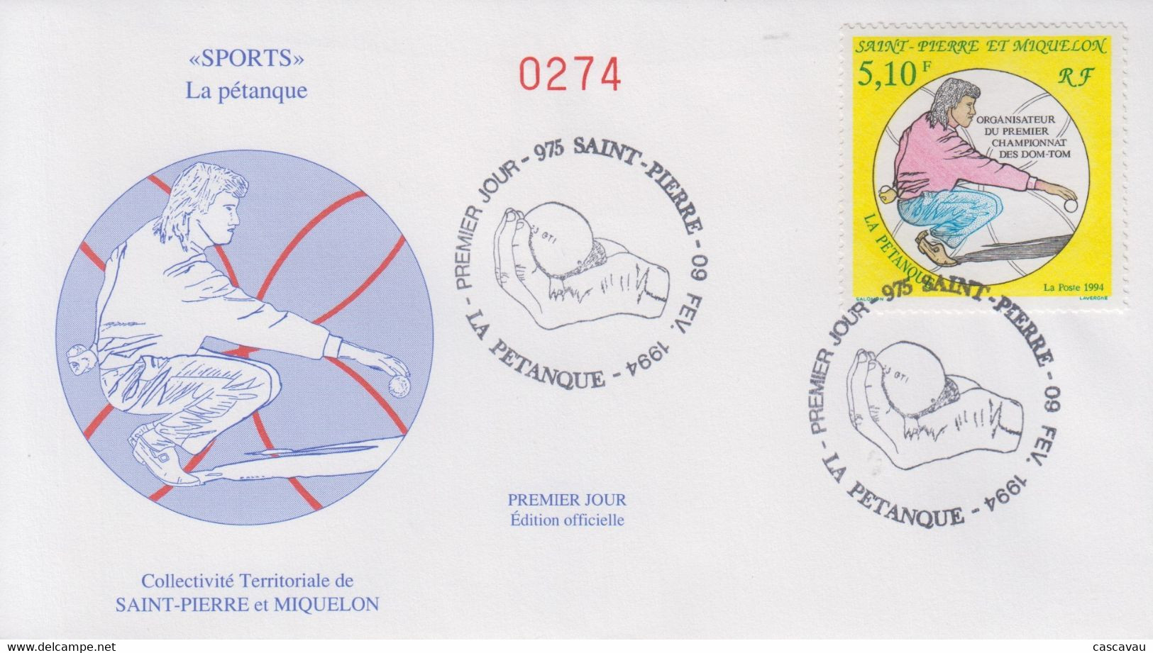 Enveloppe  FDC  1er   Jour   SAINT  PIERRE  ET  MIQUELON   La   Pétanque   1994 - Pétanque