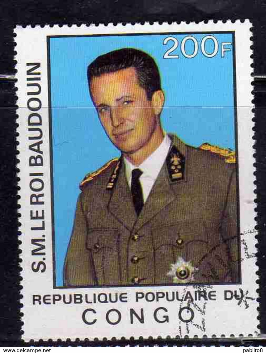 CONGO PEOPLE'S REPUBLIQUE REPUBLIC 1977 KING BAUDOUIN 200fr OBLITERE USED USATO - Oblitérés