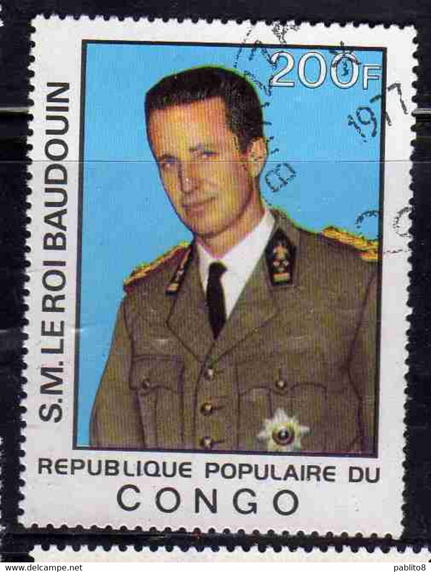 CONGO PEOPLE'S REPUBLIQUE REPUBLIC 1977 KING BAUDOUIN 200fr OBLITERE USED USATO - Oblitérés