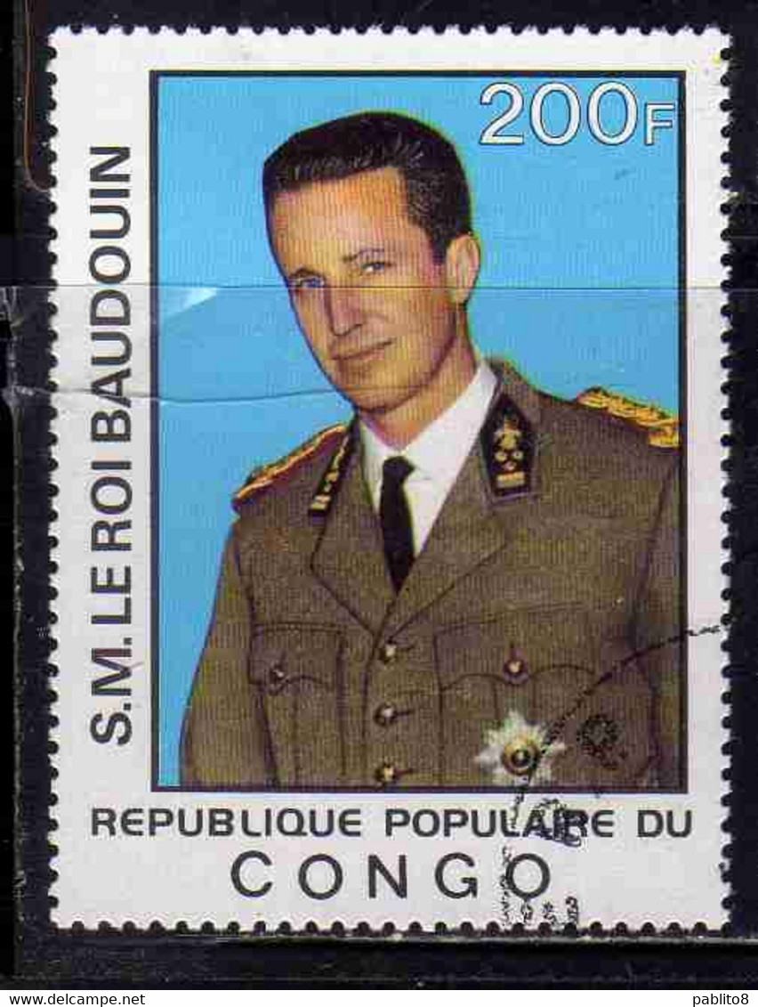 CONGO PEOPLE'S REPUBLIQUE REPUBLIC 1977 KING BAUDOUIN 200fr OBLITERE USED USATO - Oblitérés