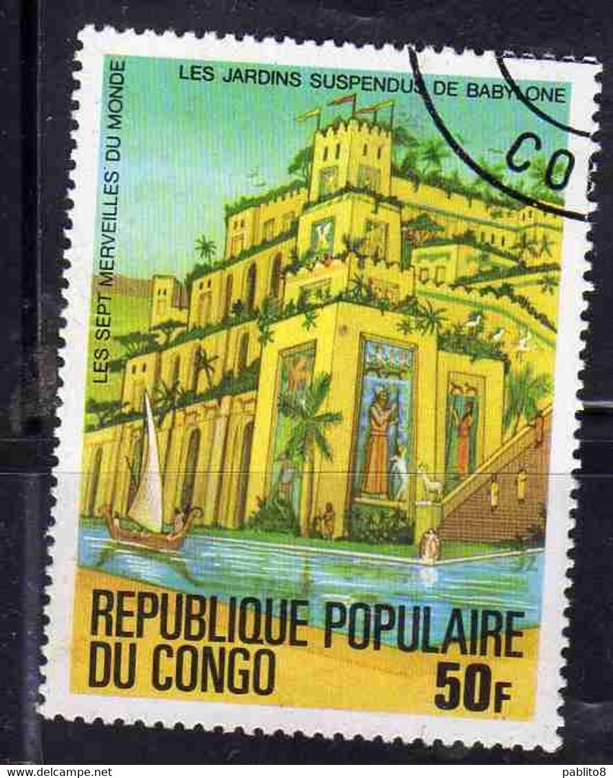 CONGO PEOPLE'S REPUBLIQUE REPUBLIC 1997 THE SEVEN WONDERS OF THE WORLD. HANGING GARDENS BABYLON 50fr OBLITERE USED USATO - Oblitérés