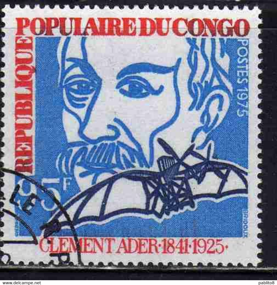 CONGO PEOPLE'S REPUBLIQUE REPUBLIC 1975 CLEMENT ADER 95fr OBLITERE USED USATO - Oblitérés