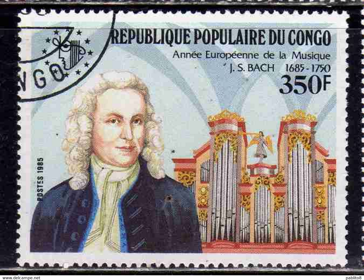 CONGO PEOPLE'S REPUBLIQUE REPUBLIC 1985 ANNIVERSARIES AND EVENTS JOHANN SEBASTIAN BACH 350fr OBLITERE' USED USATO - Oblitérés