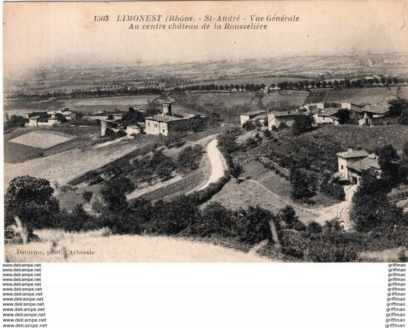 LIMONEST SAINT ANDRE VUE GENERALE AU CENTRE CHATEAU DE LA ROUSSELIERE 1928 TBE - Limonest