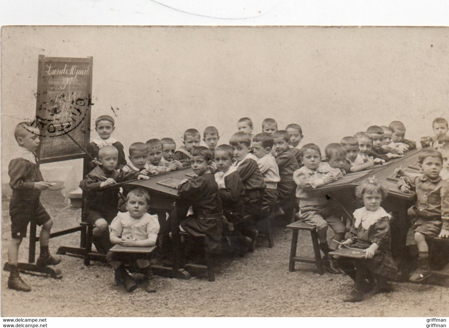 LYON PHOTO CARTE ECOLE GILBERT DRU COURS ELEMENTAIRE ELEVES CLASSE 1907 TBE - Lyon 7