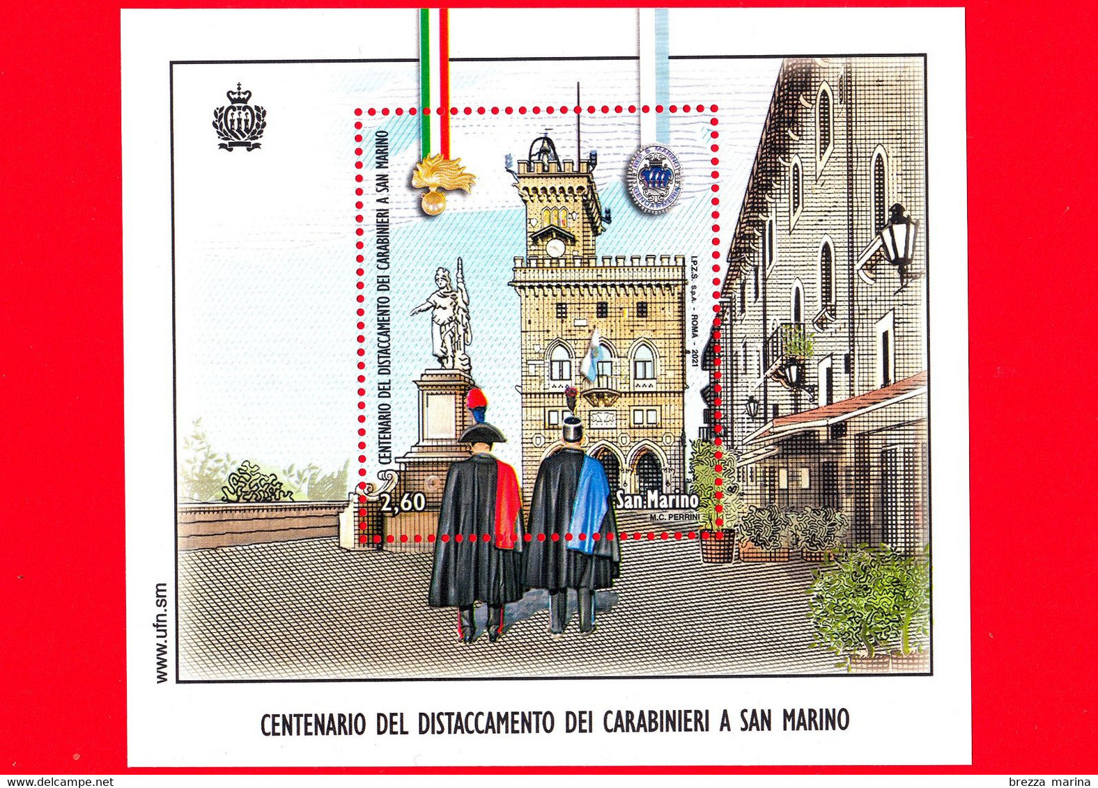 Nuovo - MNH - SAN MARINO - 2021 - Centenario Del Distaccamento Dei Carabinieri A San Marino - 2.60 - Congiunta Italia - Unused Stamps