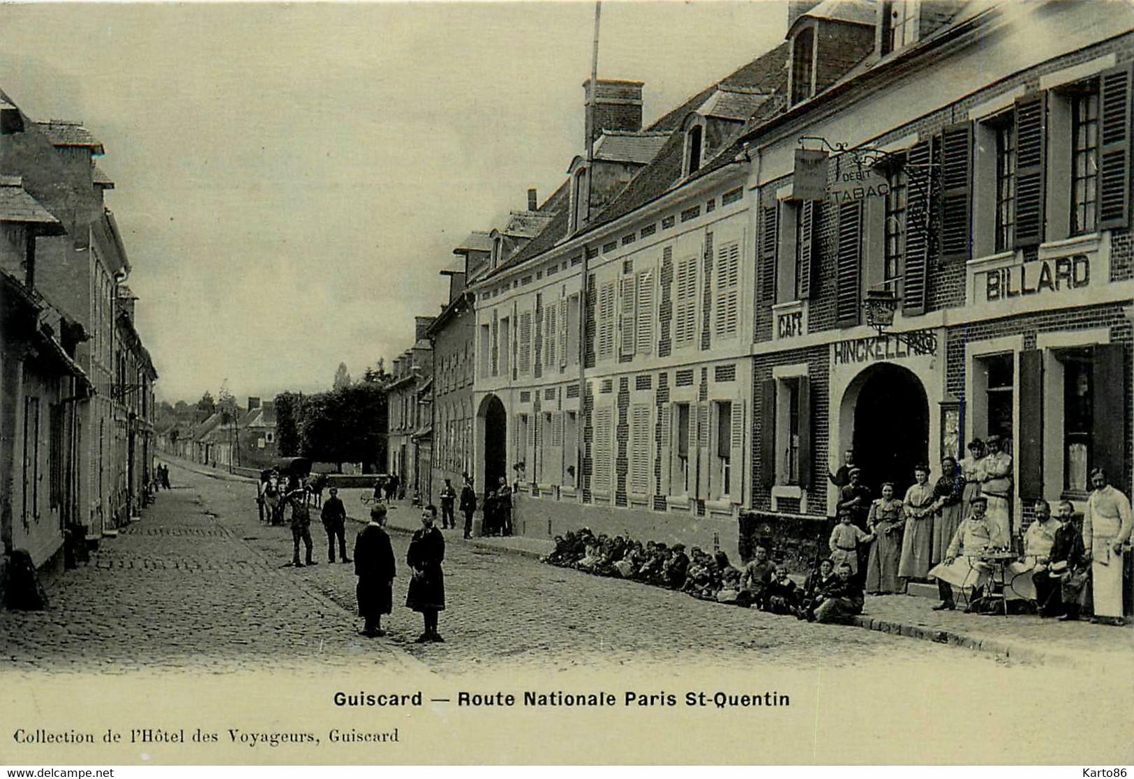 Guiscard * La Route Nationale Paris St Quentin * Café Débit De Tabac Billard * Villageois - Guiscard