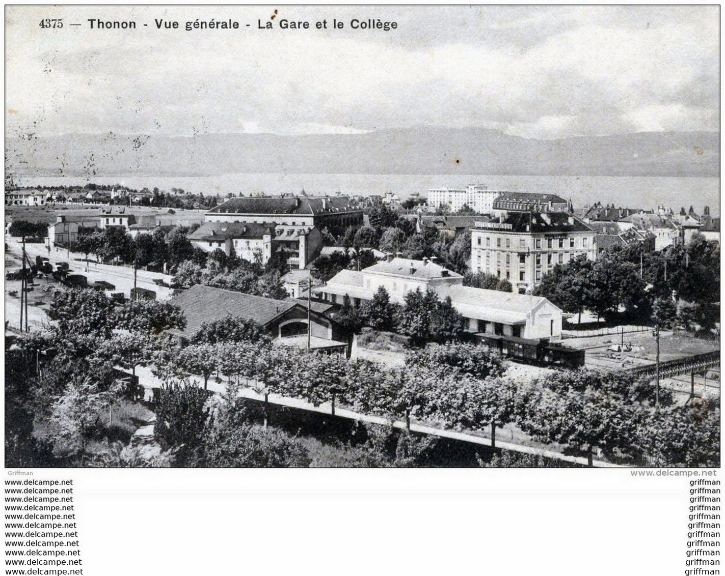 THONON LES BAINS VUE GENERALE LA GARE ET LE COLLEGE 1913 TBE - Thonon-les-Bains