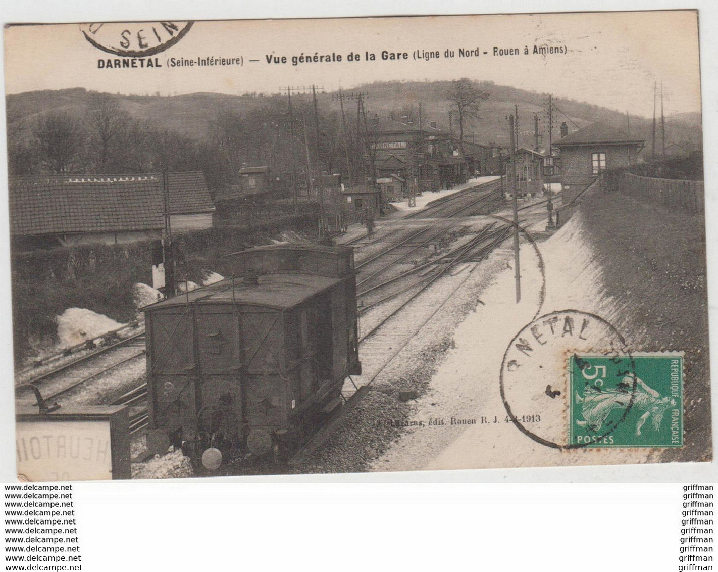 DARNETAL VUE GENERALE DE LA GARE LIGNE DU NORD ROEN A AMIENS TBE - Darnétal