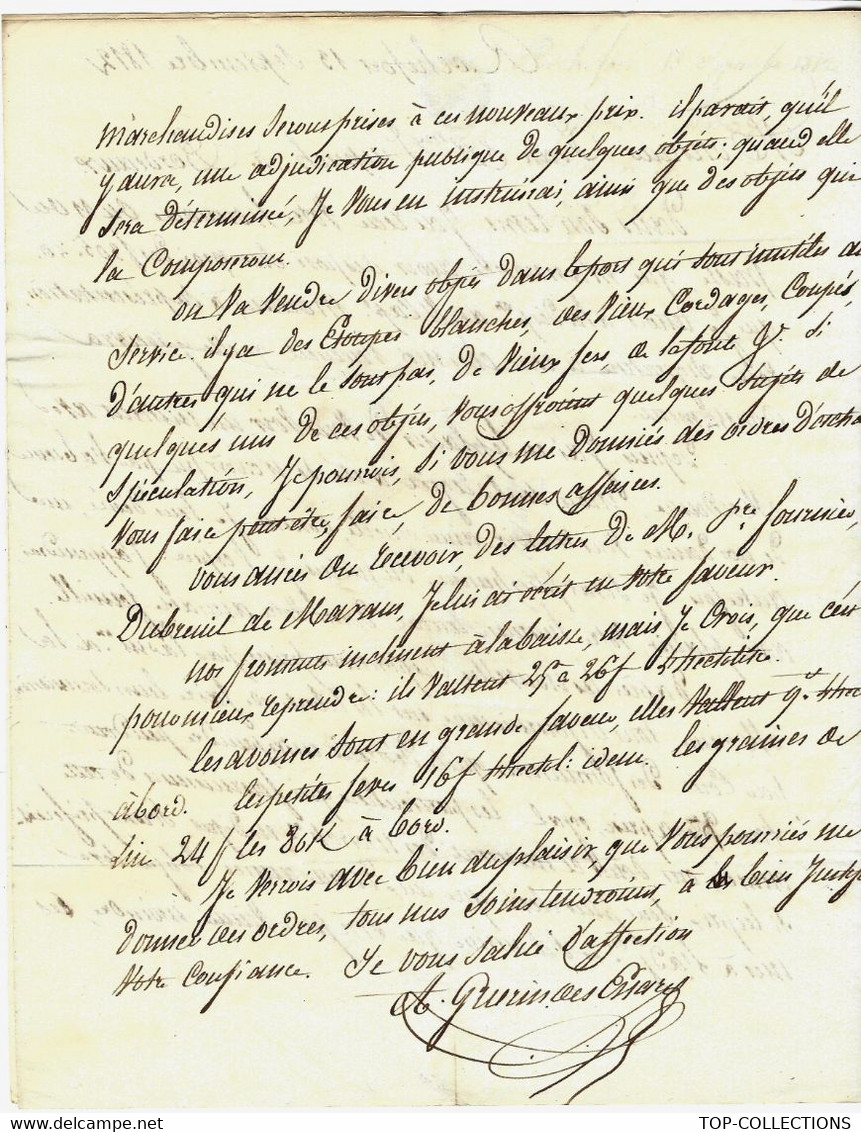 1812 Rochefort LETTRE GUERIN DES  ESSARTS / ESSARDS  MARINE SOUMISSION MARCHANDISES Pour DUPUCH ARMATEUR BORDEAUX - 1800 – 1899