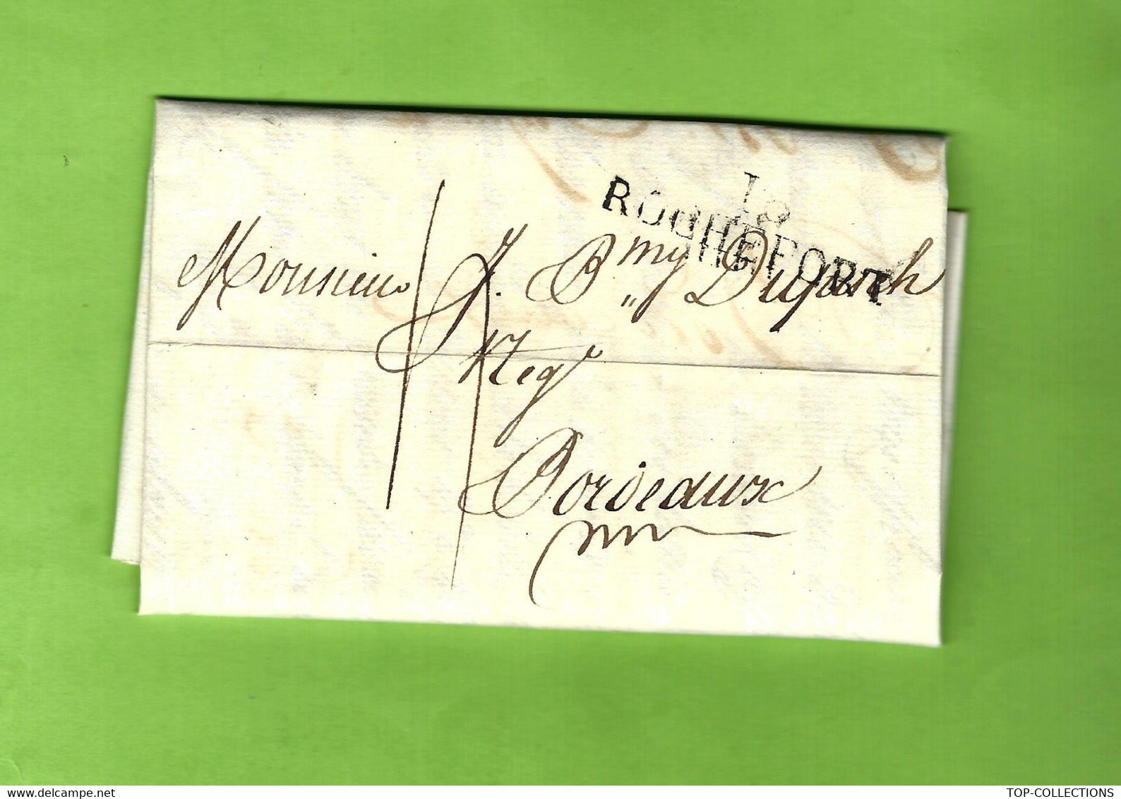 1812 Rochefort LETTRE GUERIN DES  ESSARTS / ESSARDS  MARINE SOUMISSION MARCHANDISES pour DUPUCH ARMATEUR BORDEAUX