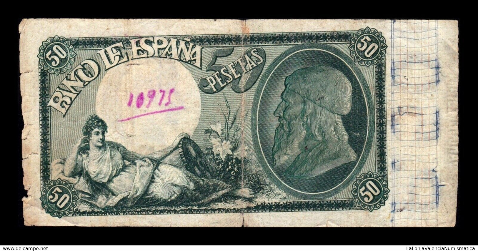 España Spain 50 Pesetas Francisco De Quevedo 1899 Pick 50 Serie G BC F - 50 Peseten