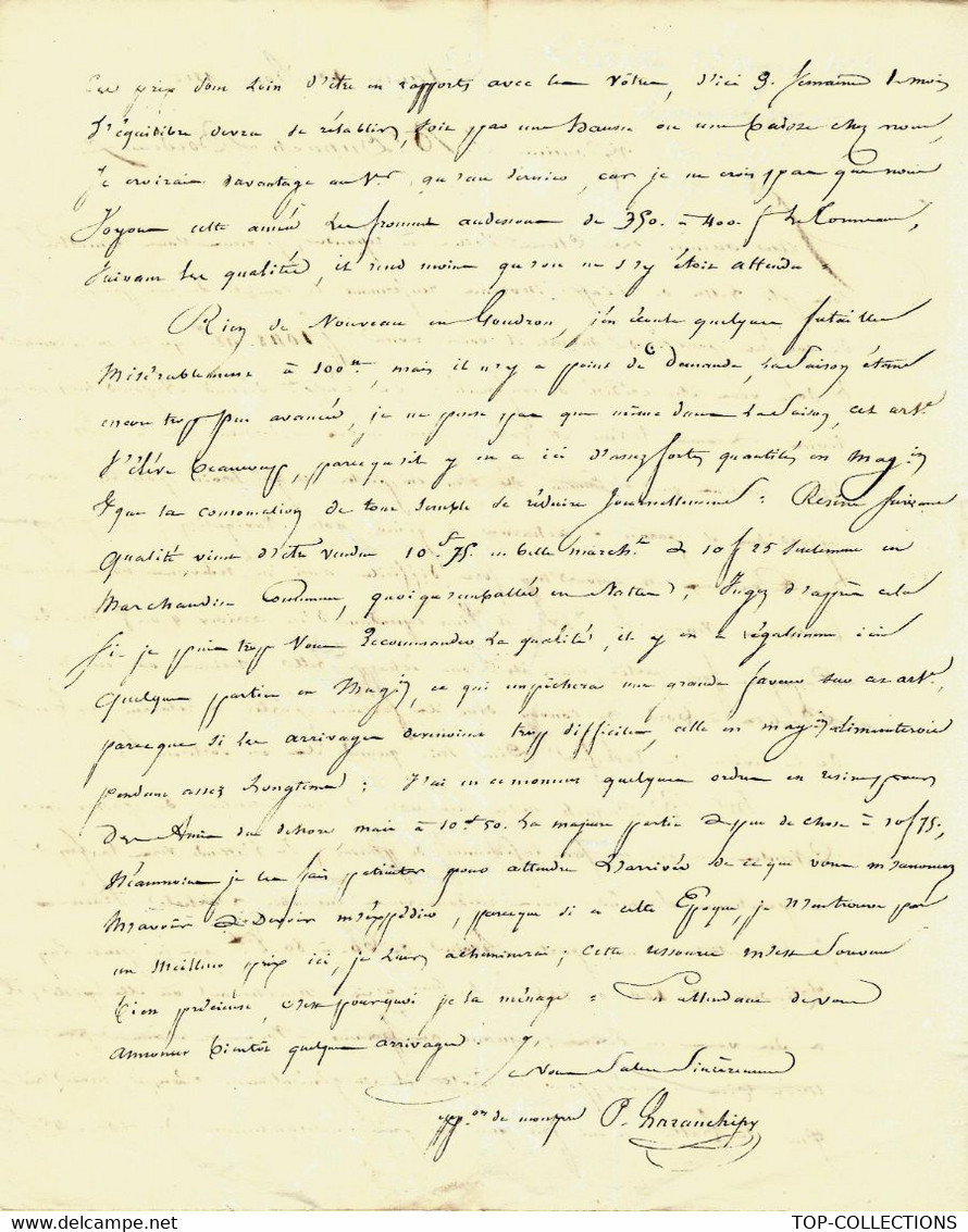 LETTRE COMMERCE NAVIGATION  CORSAIRES BOULETS DE CANON !! Par Haranchipy à Nantes Pour Dupuch à Bordeaux V.HIST. - 1800 – 1899