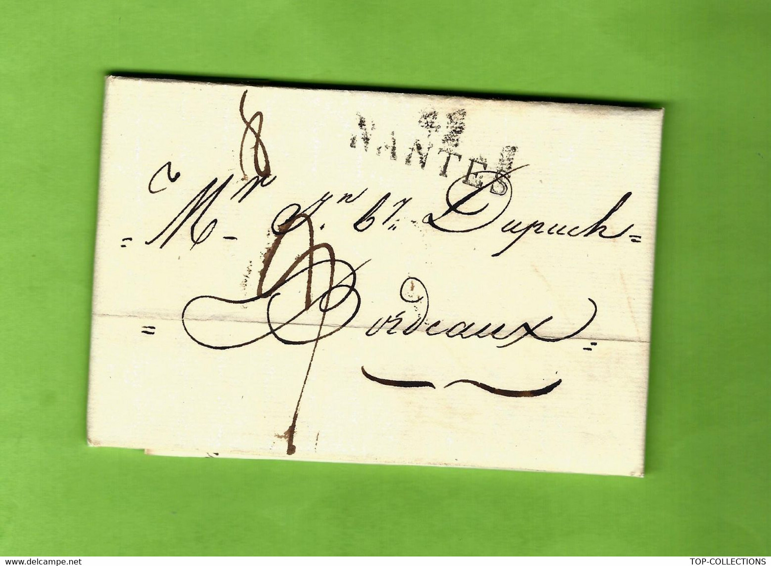 LETTRE COMMERCE NAVIGATION  CORSAIRES BOULETS DE CANON !! Par Haranchipy à Nantes Pour Dupuch à Bordeaux V.HIST. - 1800 – 1899