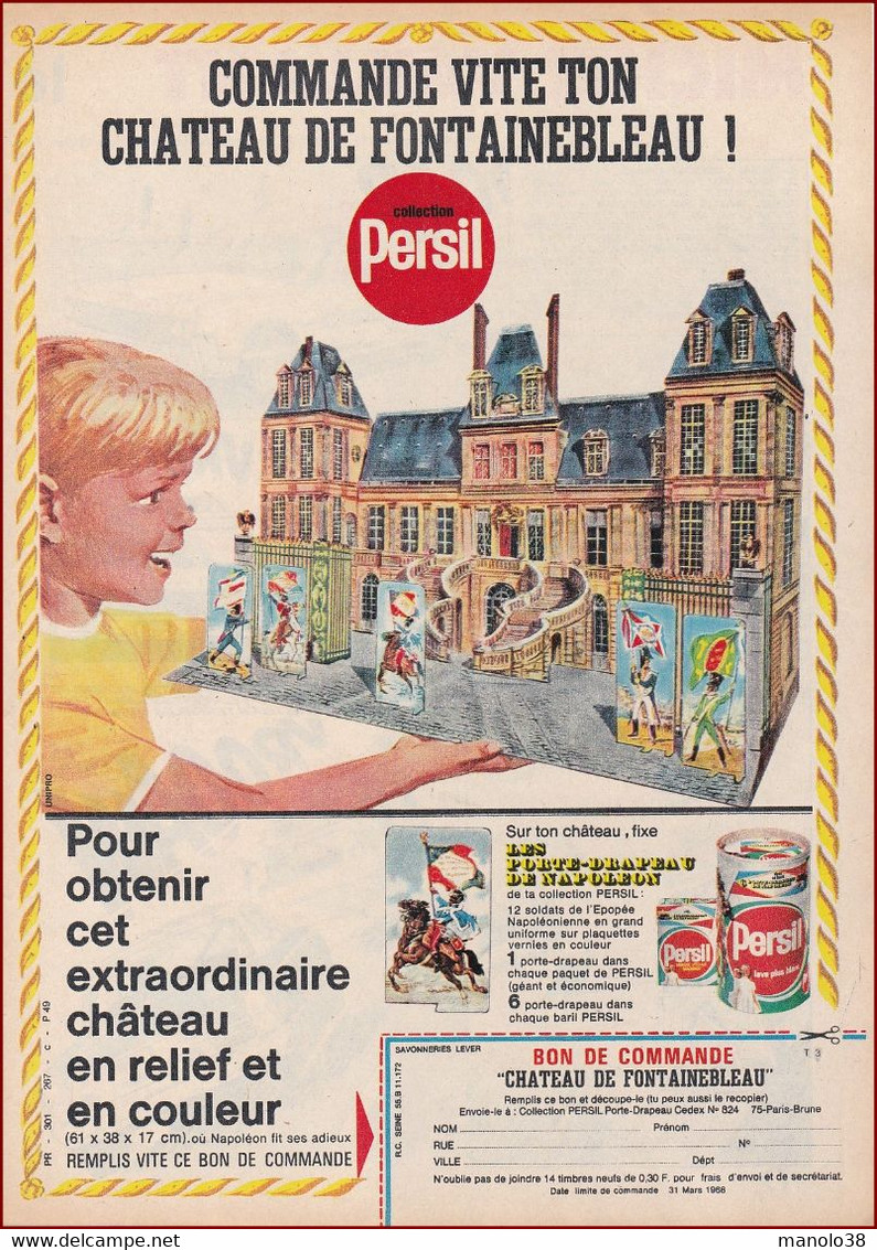 Le Château De Fontainebleau Et Les Porte-drapeau De Napoléon Offert Par La Lessive Persil. 1967. - Publicités