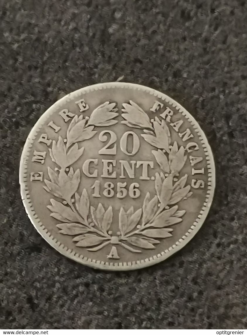 20 CENTIMES 1856 A PARIS NAPOLEON III TETE NUE ARGENT FRANCE /  SILVER - 20 Centimes