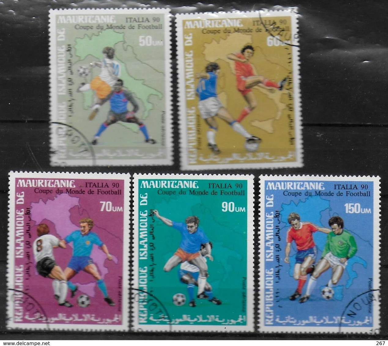 MAURITANIE   PA 263/67  Oblitere    ( Cote 5.50e )  Cup 1990    Football  Soccer Fussball - 1990 – Italie