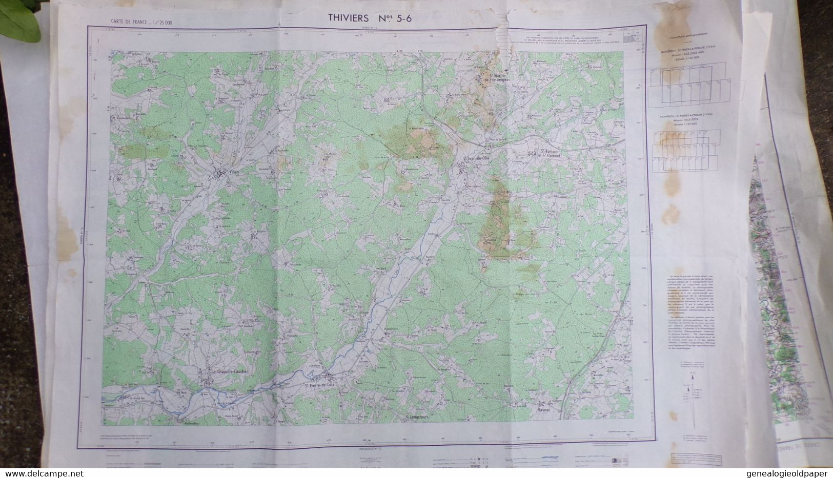 24-THIVIERS-CARTE GEOGRAPHIQUE 1967-ST SAINT JEAN DE COLE-ST PIERRE-VAUNAC-ST ROMAIN ST CLEMENT-CHAPELLE FAUCHER-VILLARS - Cartes Topographiques