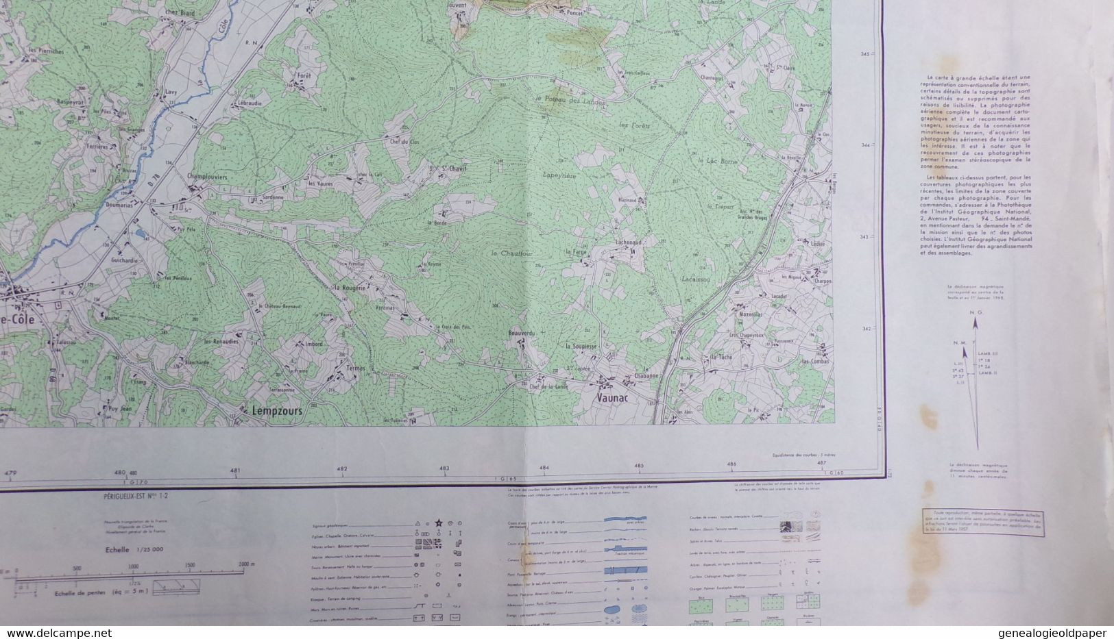 24-THIVIERS-CARTE GEOGRAPHIQUE 1967-ST SAINT JEAN DE COLE-ST PIERRE-VAUNAC-ST ROMAIN ST CLEMENT-CHAPELLE FAUCHER-VILLARS - Topographische Kaarten