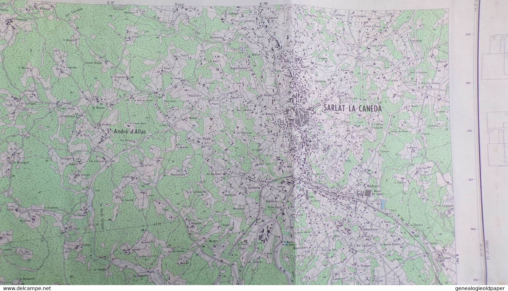 24- SARLAT CANEDA -CARTE GEOGRAPHIQUE 1969-VITRAC-BEYNAC BEZENAC-SAINT ANDRE D' ALLAS-ST VINCENT DE COSSE-VEZAC-BARAN- - Topographical Maps
