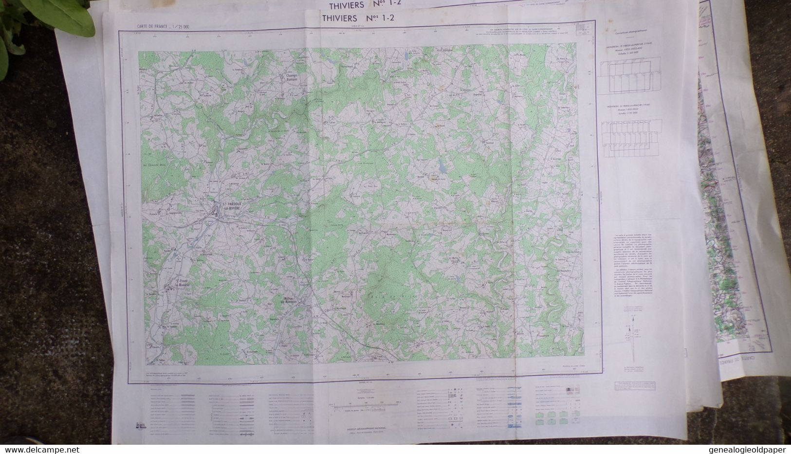 24- THIVIERS -CARTE GEOGRAPHIQUE 1967-SAINT ST PARDOUX RIVIERE-MILHAC NONTRON-CHAMPS ROMAIN-ST FRONT -BEYNAC-JUBERTIE- - Topographical Maps