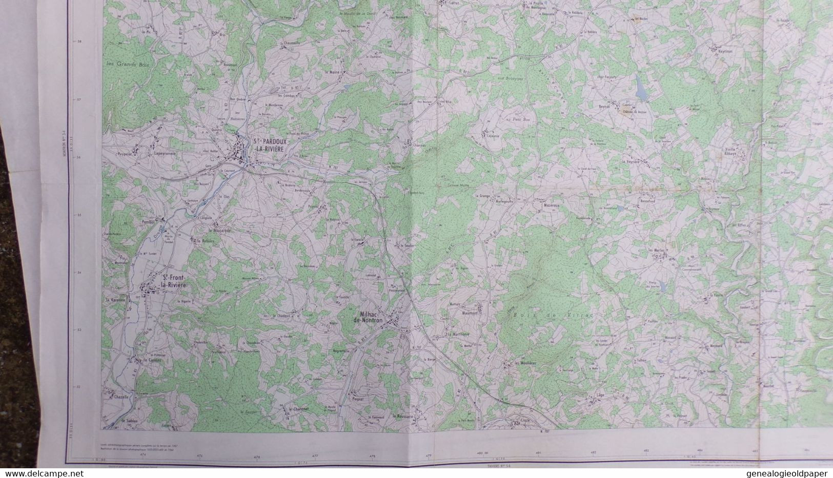 24- THIVIERS -CARTE GEOGRAPHIQUE 1967-SAINT ST PARDOUX RIVIERE-MILHAC NONTRON-CHAMPS ROMAIN-ST FRONT -BEYNAC-JUBERTIE- - Mapas Topográficas