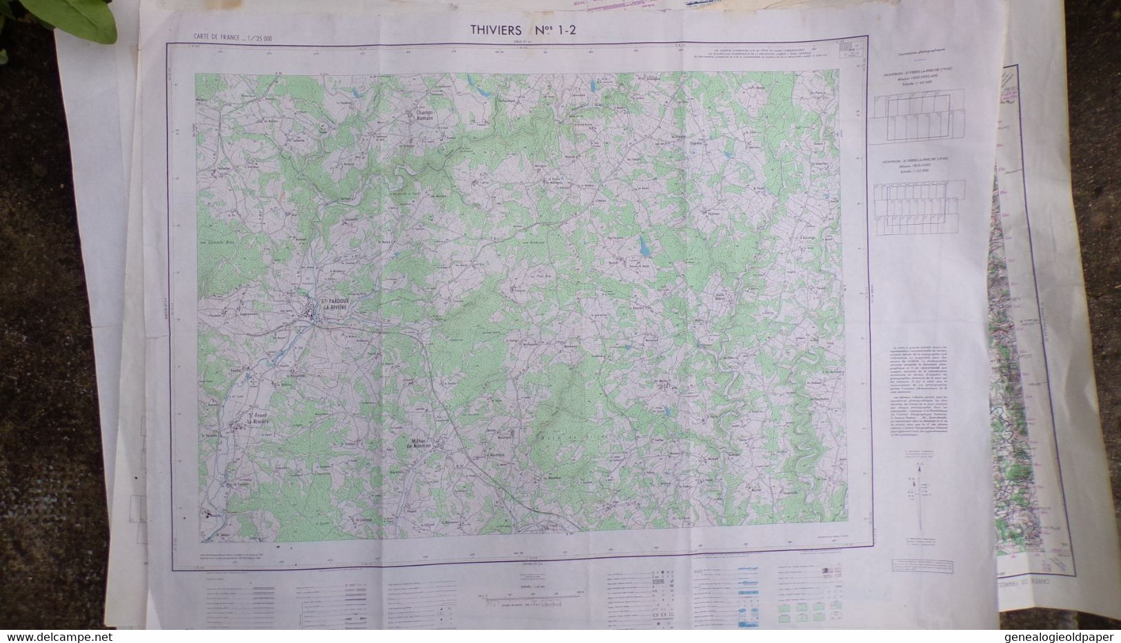 24- THIVIERS -CARTE GEOGRAPHIQUE 1967-SAINT ST PARDOUX RIVIERE-MILHAC NONTRON-CHAMPS ROMAIN-ST FRONT -BEYNAC-JUBERTIE- - Mapas Topográficas